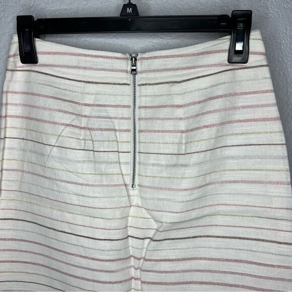 New! LOFT Petite Off White Striped A-Line Short Linen Blend Women’s Skirt SZ 0P - Picture 6 of 12